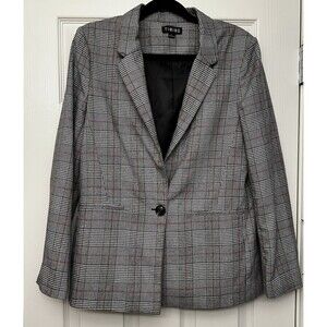 Timing Plaid Blazer Jacket Houndstooth Black White Red Grey Women’s Size Large